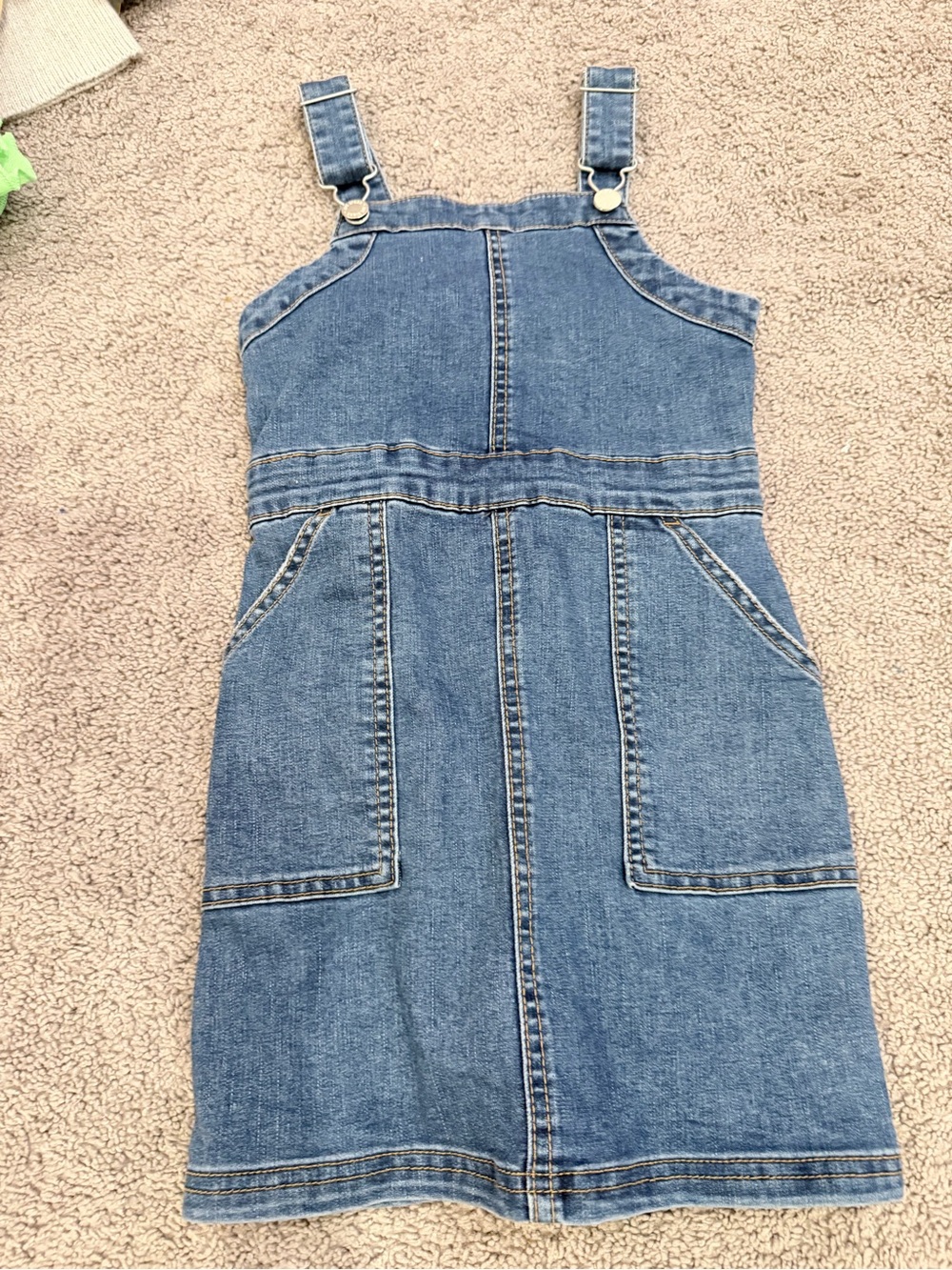 art class Denim Overall Dress in Blue with Front Pockets